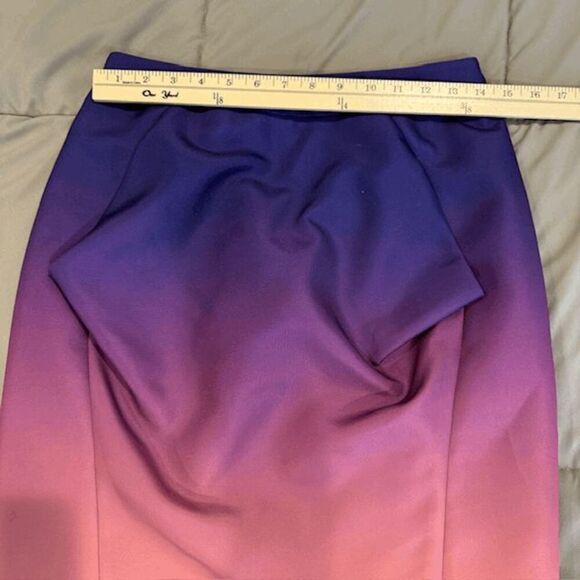 Rebecca Minkoff Ombre Knee Length Skirt Pockets Back Reversible Zipper Size 10 - Picture 11 of 13